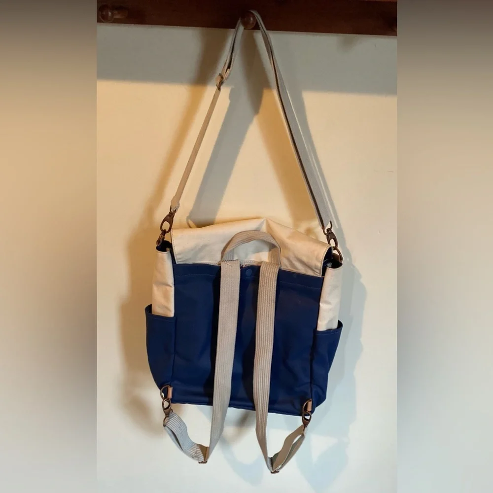 💥Petunia Pickle Bottom Pathway Pack Natural Canvas Navy Diaper Bag💥
